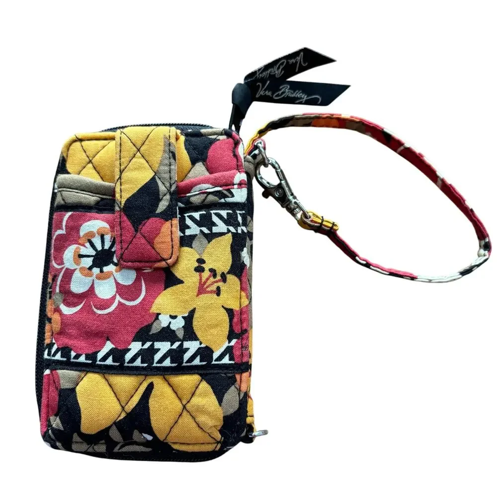 Vera Bradley wristlet wallet quilted cotton gold red black mini zip around style - Picture 1 of 9